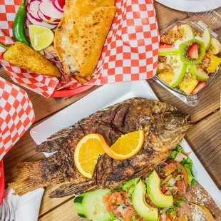 a variety of food on a table