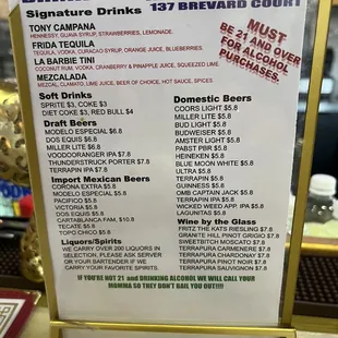 Drink List