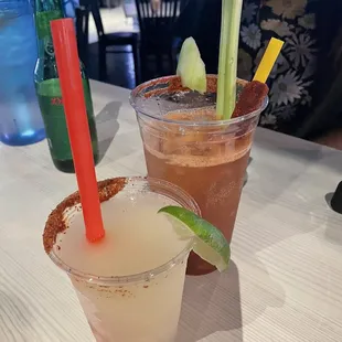 Frozen margarita and Michelada
