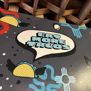 a table covered in food items