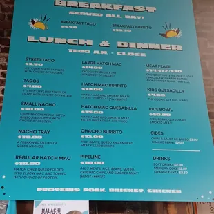 menu