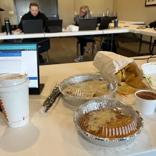 a variety of food items on a table