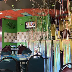 Decor is fun and vibrant, good for kids.