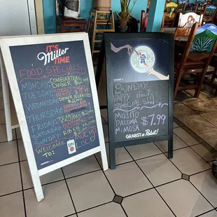 Be sure to check the boards for specials!