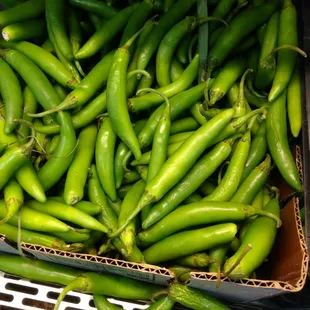 a box of green peppers