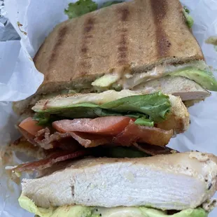 Southwest sandwich; Cubano with avocado
