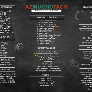 a menu for a taco restaurant