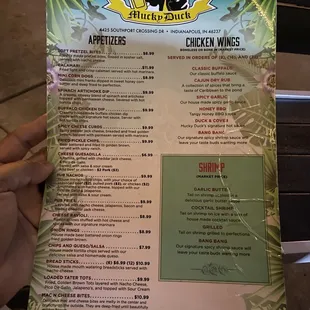 a menu for a restaurant