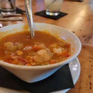 A bowl of the Seafood Soup