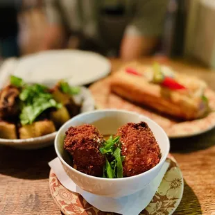two plates of food on a table