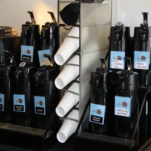 The various flavors of hot coffee we serve.