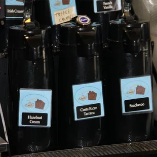 Another view of a few of our hot coffee flavors.
