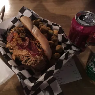 Chicken and andouille po'boy