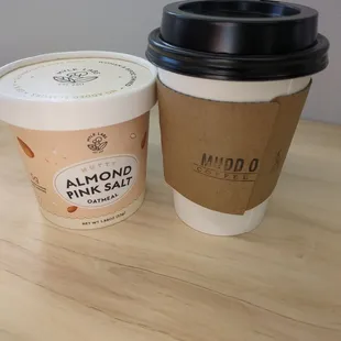 Oatmeal and coconut matcha latte