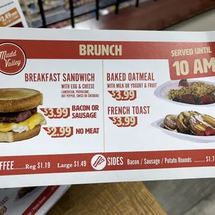 breakfast menu