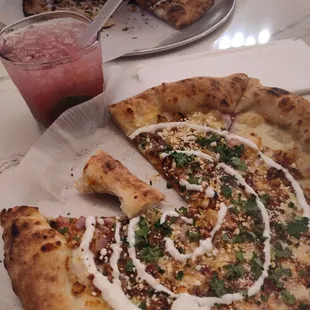 Elote Pizza and Summer Blackberry splash