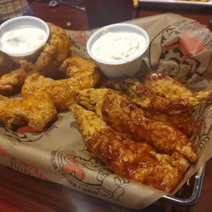 chicken wings and fried chicken, food