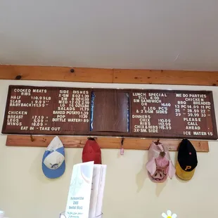 ows menus on the wall