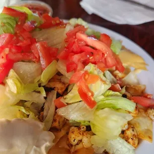 Chicken and shrimp nachos