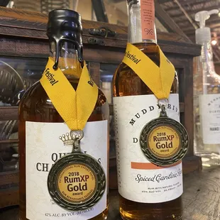 two bottles of rum