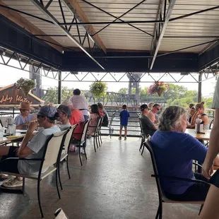 Patio on the main level when you walk in.