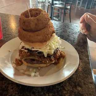 Rodeo burger? It has pulled pork on it