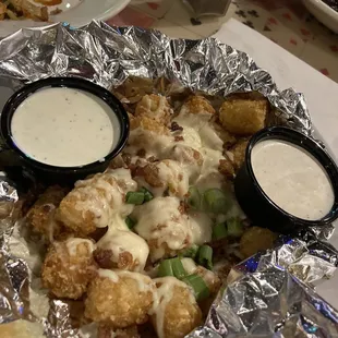 Loaded Tots - yummy! The homemade ranch was awesome too!
