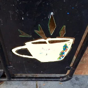 Fun artwork in front of the cafe