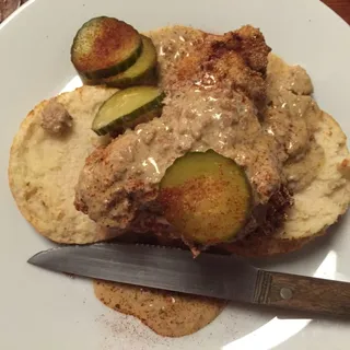 Fried chicken and biscuits