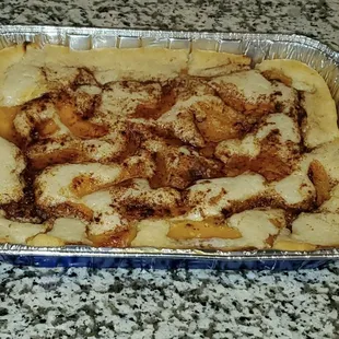 a pan of food on a counter
