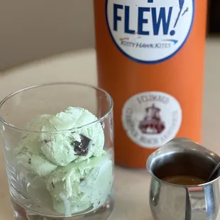 Mint chocolate chip affogato