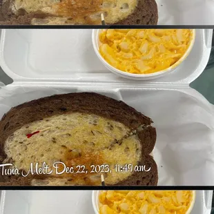 Tuna melt w/a tiny(up charge $2.99)cup of Mac n cheese(not good or worth it).