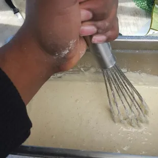 Waffle batter from scratch.