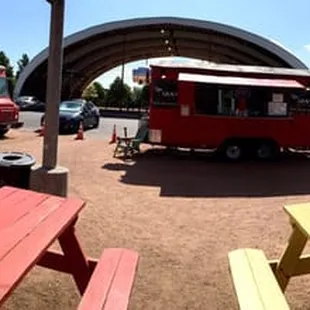 Hmmm, pano shots can be hit or miss. The Gravy truck is the one right in front of you. I think.