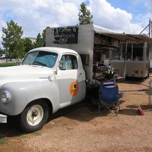 a truck parked in a field