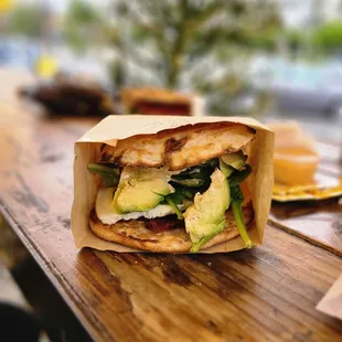 Dream Come True- Avocado, Spinach, Tomato, Bacon, Egg, Chicken Sausage and Cheese