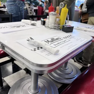 a table with a menu on it