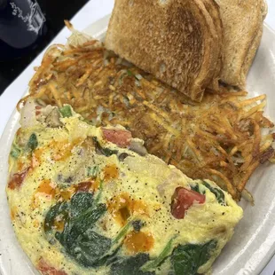 Veggie Omelet, Hash Browns, Rye Toast