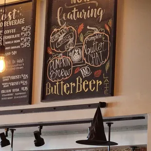 menus on the wall