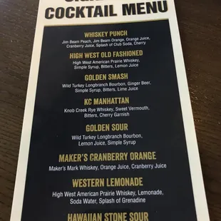 Cocktail menu @ Mug Pub