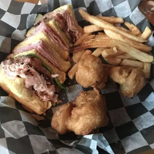 a sandwich and fries