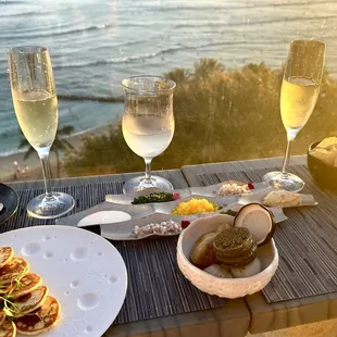 Champagne &amp; Caviar at sunset
