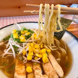 Shoyu chintan with chicken and added Corn