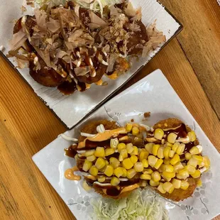 Potato and Corn Croquettes and Takoyaki