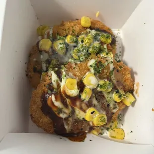 Potato and Corn Croquettes, very well cooked and nice sauce