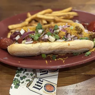 Jumbo loaded hot dog