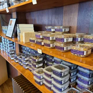 the shelves of a store
