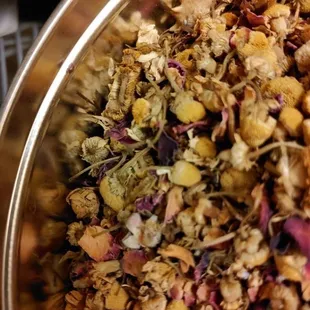 a mixture of dried flowers