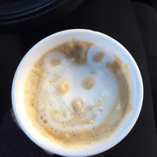 Best latte art ever! Bear with a mustache!