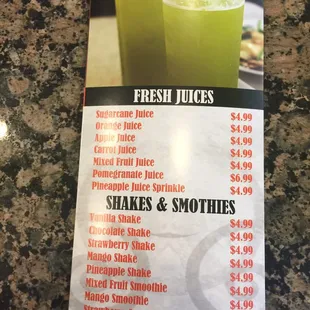 menu
